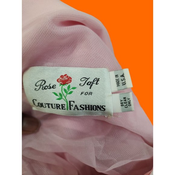 Vintage Pink BarbieCore Drop Waist Rose Taft Couture Gown by Elizabeth Arden - Picture 10 of 16